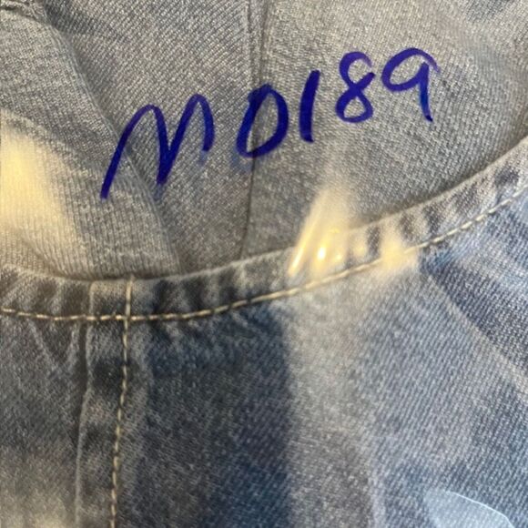 NWT Something Navy Chambray Short Romper Long Sleeve Pearl Buttons Size Large - Picture 11 of 11